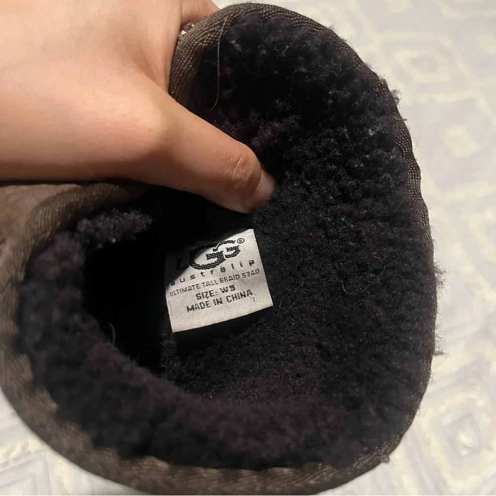 UGG Australia Ultimate Tall Braid‎ Boots – Brown Leather Shearling Lined 5